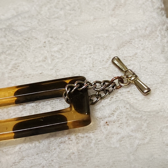 2 Vintage Tortoise Shell Pattern Plastic Bracelets - Picture 12 of 13